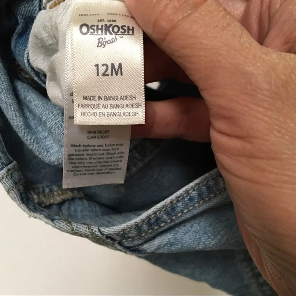 OshKosh B’Gosh denim jean overalls 12 M‎